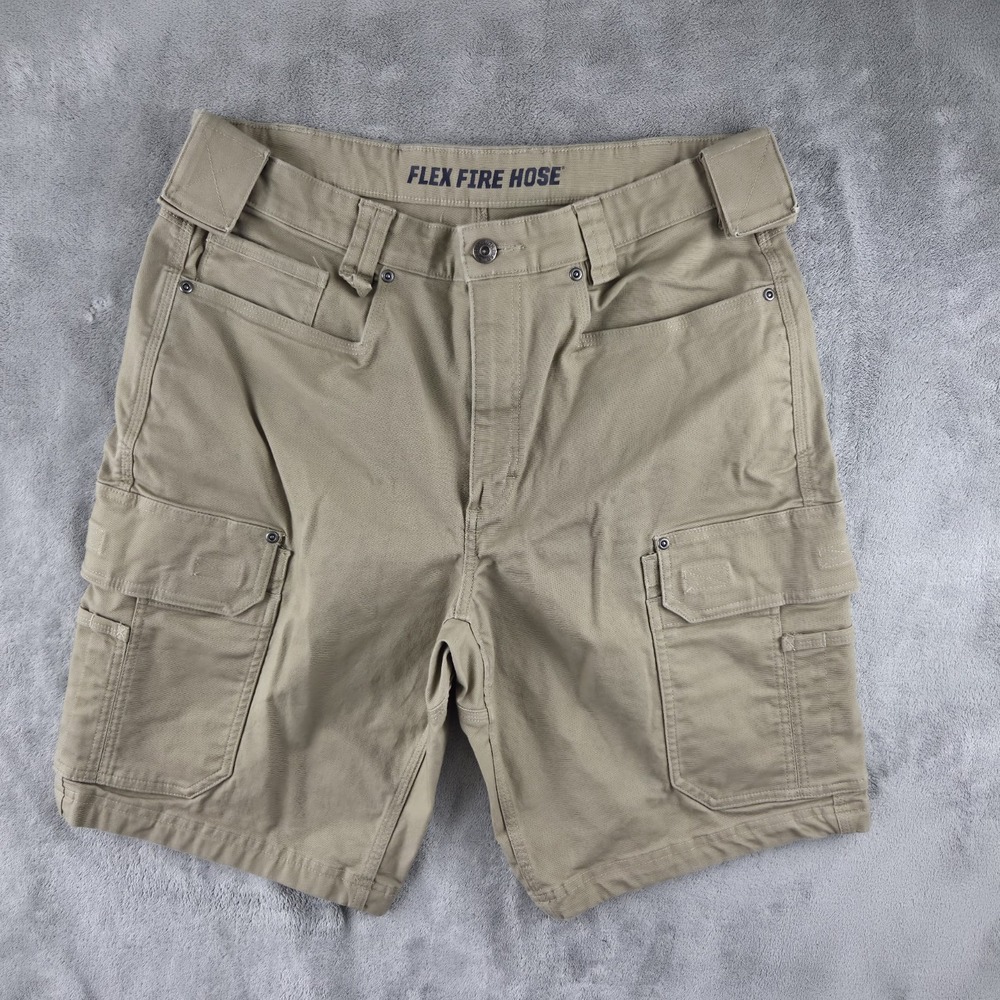 Duluth Trading Co Flex Fire Hose 10"In Cargo Shorts Khaki Tan Mens 36 Hiking